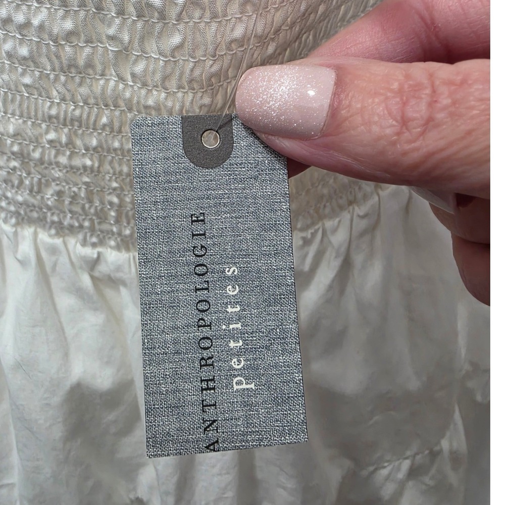 Anthropologie Halter Dress Women MP White Cotton Tiered Emily Beach Festival NWT - Picture 9 of 13